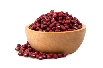 Kidney bean or Red beans in wooden bowl isolated on white background