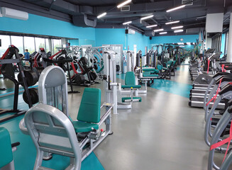 Modern gym with no people interior