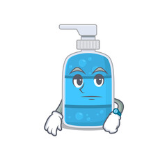Mascot design style of hand wash gel with waiting gesture
