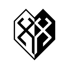 Initial letter heart half geometric negative space logo vector