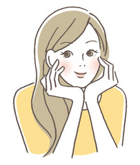 頬杖をつく女性