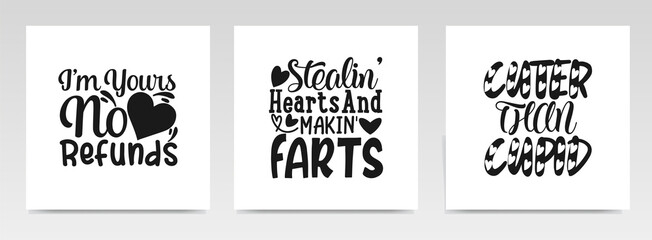 Valentine quotes letter typography set illustration.