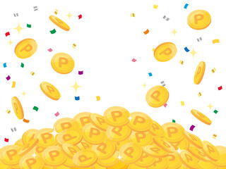 Pile of points gold coins