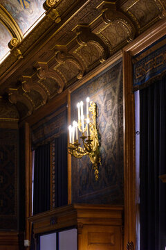 CHANTILLY, FRANCE - APRIL 2, 2018: Library of the Castle of Chantilly, one of the famous chateau in France