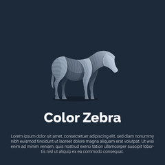 Vector illustration of colorful zebra logo, icon, sticker design template.