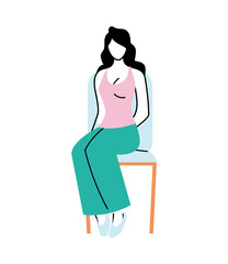 avatar woman on chair vector design