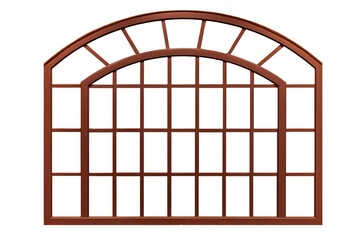 Brown metal window frame isolated on a white background