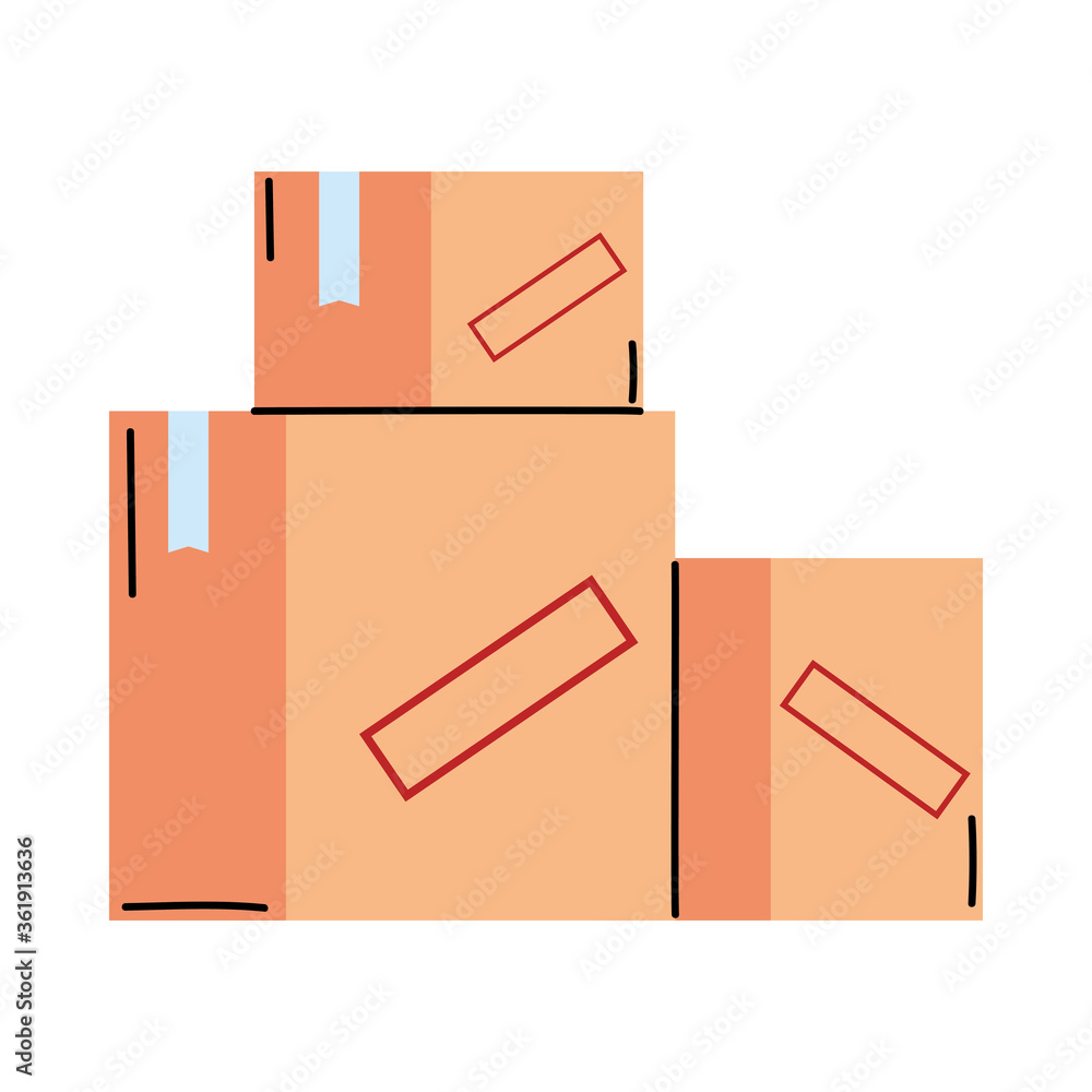 Poster isolated delivery boxes vector design