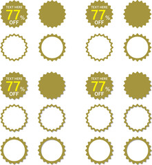 セールなどに用いるギザギザフレーム金色の見出し　影アリと影ナシのセット