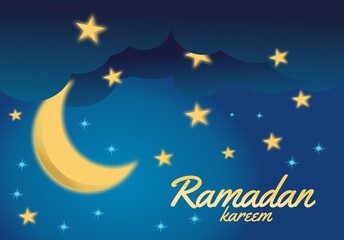 Obraz na płótnie Canvas Moon and stars ramadan kareem background