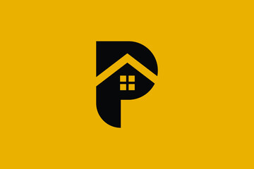 Logo design of P PP in vector for construction, home, real estate, building, property. Minimal awesome trendy professional logo design template on black background.