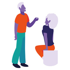 Couple of man and woman dialoguing