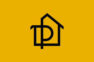 Logo design of P PP in vector for construction, home, real estate, building, property. Minimal awesome trendy professional logo design template on black background.