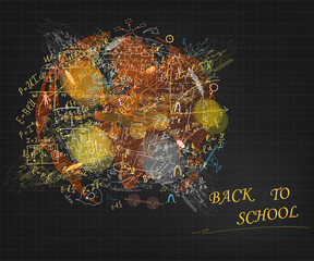 Mathematical equations and formulas in circle frame.
