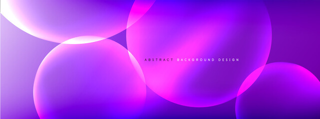 Vector abstract background liquid bubble circles on fluid gradient with shadows and light effects. Shiny design templates for text