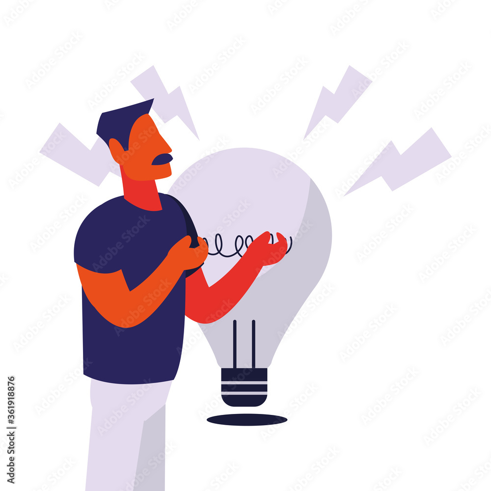 Poster man with concept and creation ideas