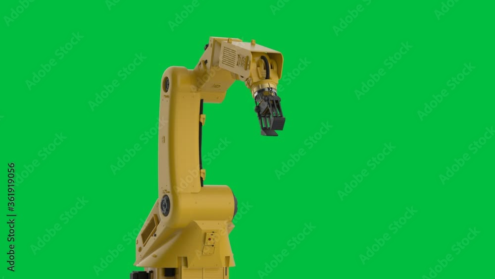 Poster 3d rendering robotic arm isolated on green screen background 4k animation