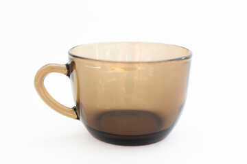transparent coffee cup on a white background