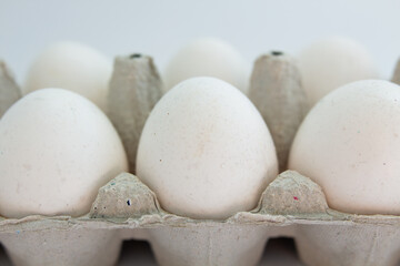 eggs in a tray on a white background