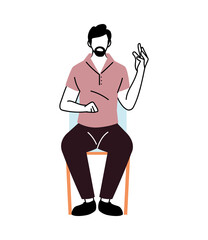 Avatar man on chair vector design