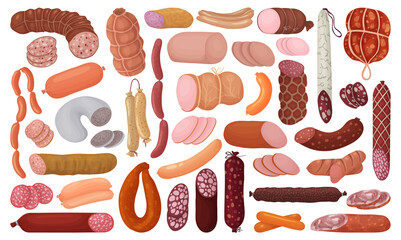 Sausage isolated cartoon set icon. Vector illustration frankfurter on white background. Vector cartoon set icon sausage. © VectorVicePhoto