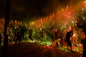 Correfoc, fiesta de demonios y fuego.Fiestas de Sant Joan.Palma.Mallorca.Islas Baleares. España.