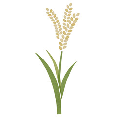 黄色く実った稲穂／手描き風