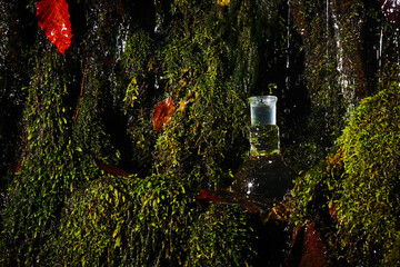 Glass flask with clear water.