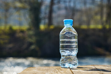 Plastic bottle with clean drinking water.