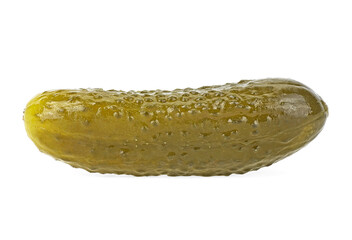 Marinated pickled cucumber isolated on a white background. Salt cucumber. Gherkin.