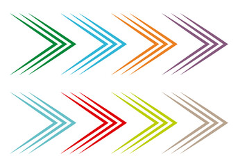 Flechas de color verde, naranja, rojo, azul y verde.