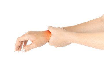 Carpal tunnel. Hand pain in woman injury wrist. Arthritis office syndrome is consequence of...