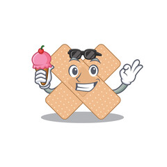 A Caricature design concept of cross bandage with cone ice cream