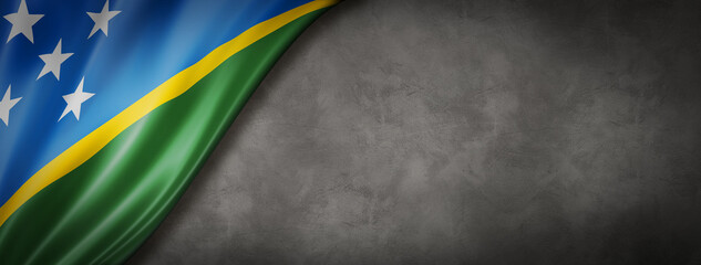Solomon Islands flag on concrete wall banner