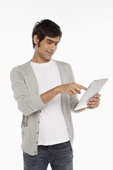 Man using a digital tablet
