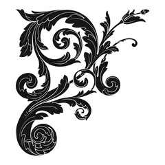 Vintage Ornament Element in baroque style with filigree and floral engrave the best situated for create frame, border, banner. It's hand drawn foliage swirl like victorian or damask design arabesque.