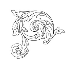 Vintage Ornament Element in baroque style with filigree and floral engrave the best situated for create frame, border, banner. It's hand drawn foliage swirl like victorian or damask design arabesque.