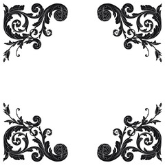 Vintage Ornament Element in baroque style with filigree and floral engrave the best situated for create frame, border, banner. It's hand drawn foliage swirl like victorian or damask design arabesque.