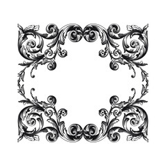 Vintage Ornament Element in baroque style with filigree and floral engrave the best situated for create frame, border, banner. It's hand drawn foliage swirl like victorian or damask design arabesque.