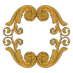 Vintage Ornament Element in baroque style with filigree and floral engrave the best situated for create frame, border, banner. It's hand drawn foliage swirl like victorian or damask design arabesque.