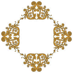 Vintage Ornament Element in baroque style with filigree and floral engrave the best situated for create frame, border, banner. It's hand drawn foliage swirl like victorian or damask design arabesque.