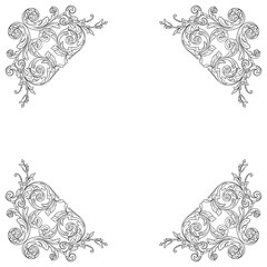 Vintage Ornament Element in baroque style with filigree and floral engrave the best situated for create frame, border, banner. It's hand drawn foliage swirl like victorian or damask design arabesque.
