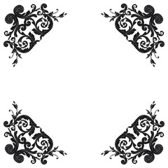Vintage Ornament Element in baroque style with filigree and floral engrave the best situated for create frame, border, banner. It's hand drawn foliage swirl like victorian or damask design arabesque.