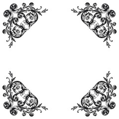 Vintage Ornament Element in baroque style with filigree and floral engrave the best situated for create frame, border, banner. It's hand drawn foliage swirl like victorian or damask design arabesque.