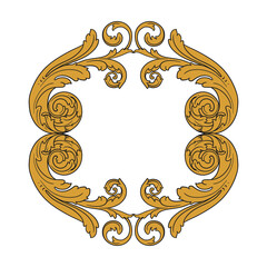 Vintage Ornament Element in baroque style with filigree and floral engrave the best situated for create frame, border, banner. It's hand drawn foliage swirl like victorian or damask design arabesque.