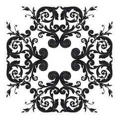 Vintage Ornament Element in baroque style with filigree and floral engrave the best situated for create frame, border, banner. It's hand drawn foliage swirl like victorian or damask design arabesque.