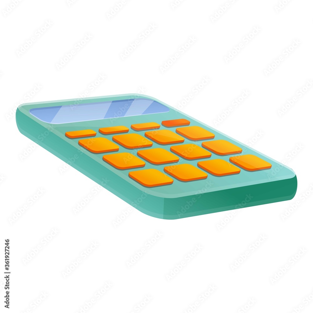 Poster finance calculator icon. cartoon of finance calculator vector icon for web design isolated on white 
