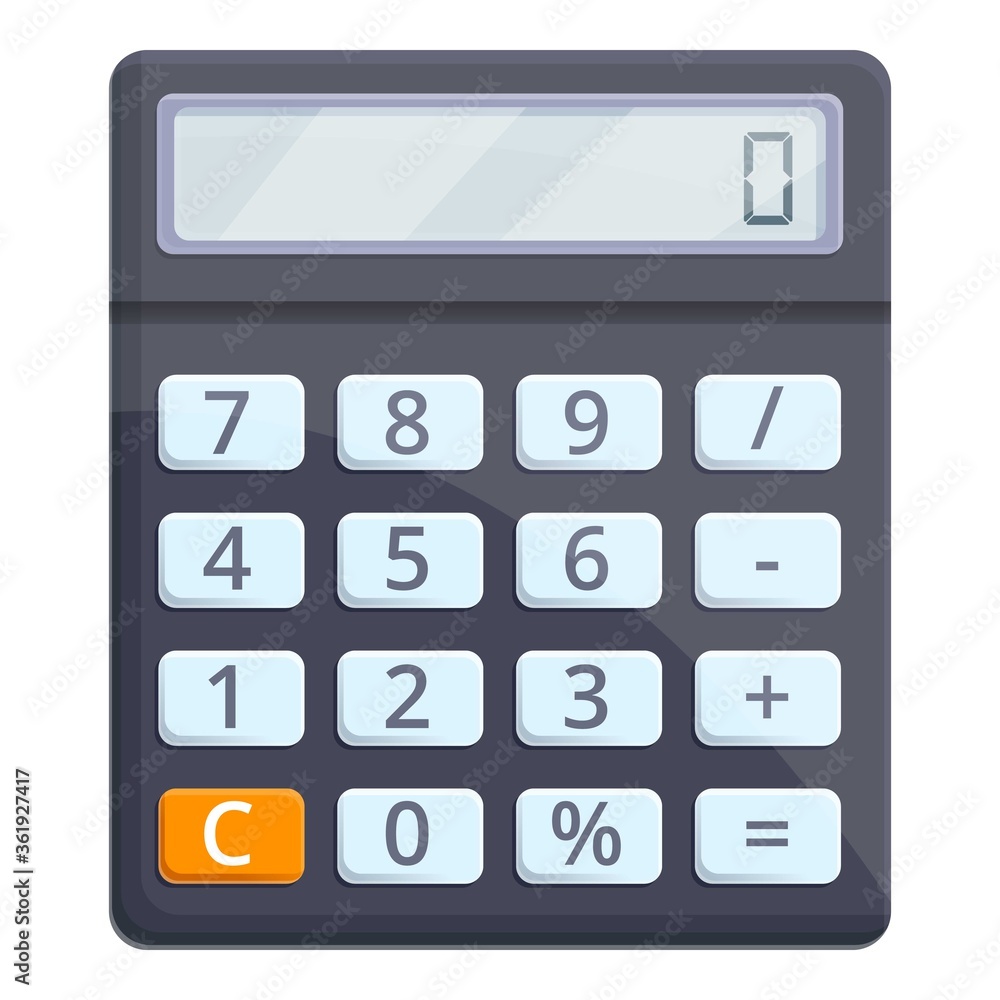 Poster data calculator icon. cartoon of data calculator vector icon for web design isolated on white backgr