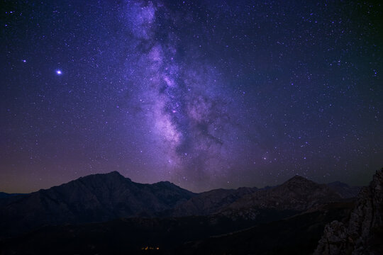 Milky Way passing Monte Padru in Corsica