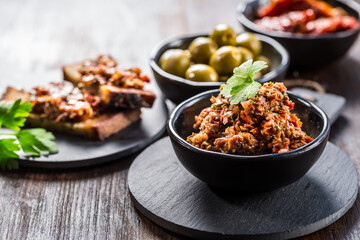 Tapenade - delicious olive paste from France with ingredients